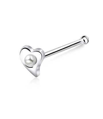 Pearly Heart Silver Bone Nose Stud NSKD-200p